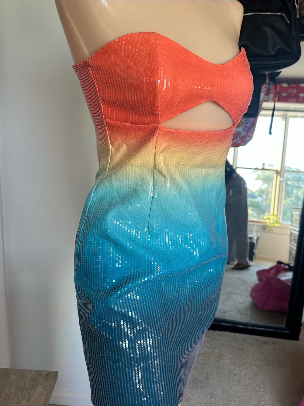 Runaway The Label Stellar Mini Dress in Orange Blue Ombre - Picture 5 of 12